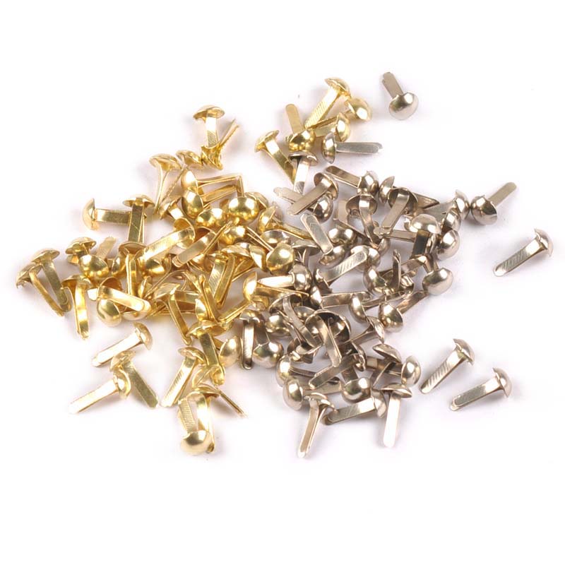 Embellishments For Scrapbooking - 100 pièces mixte argent/doré rond Brad