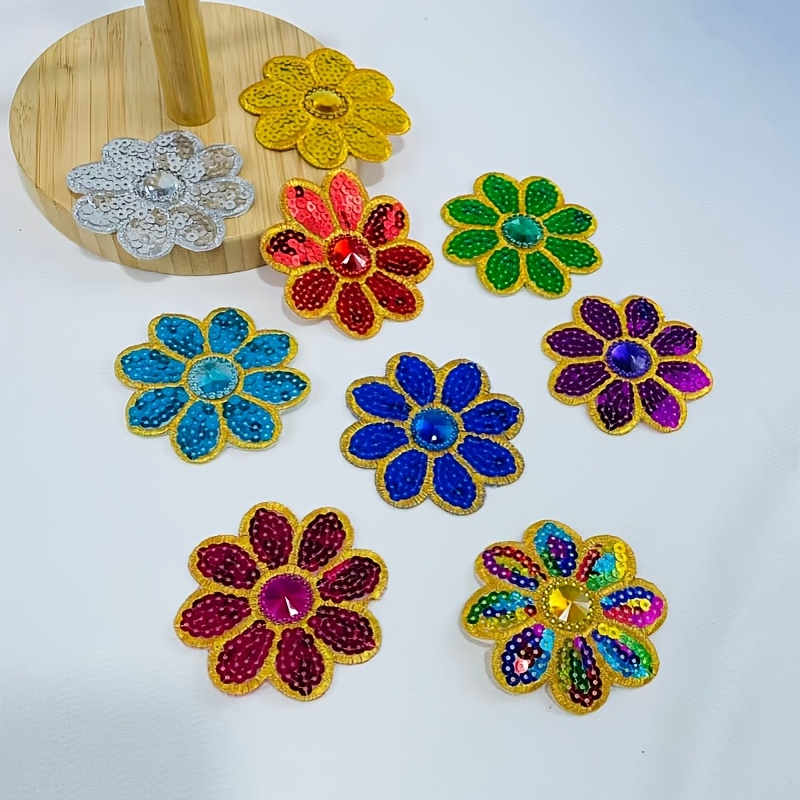 Applique Patch Flower - 10 pièces d'appliques florales à paillettes