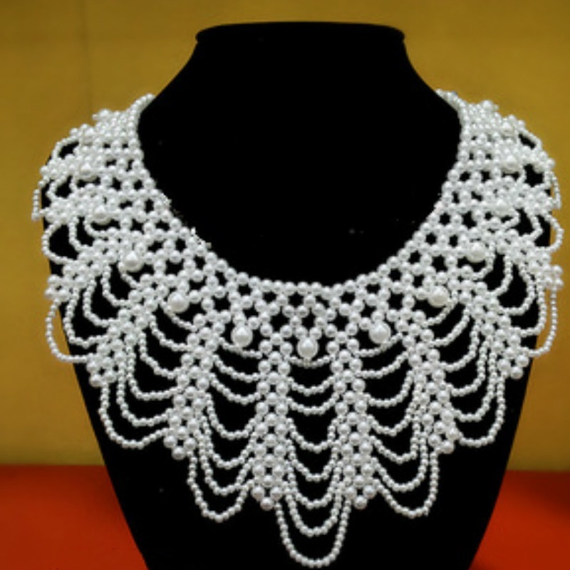 Beaded Trim Fringe - Nouveau collier collierette en dentelle perlée,