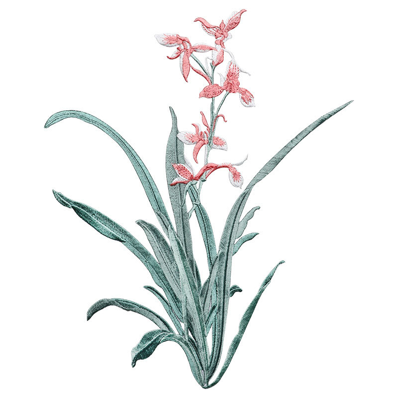 Applique Patch Flower - Autocollant Cymbidium brodé thermocollant, patch pour