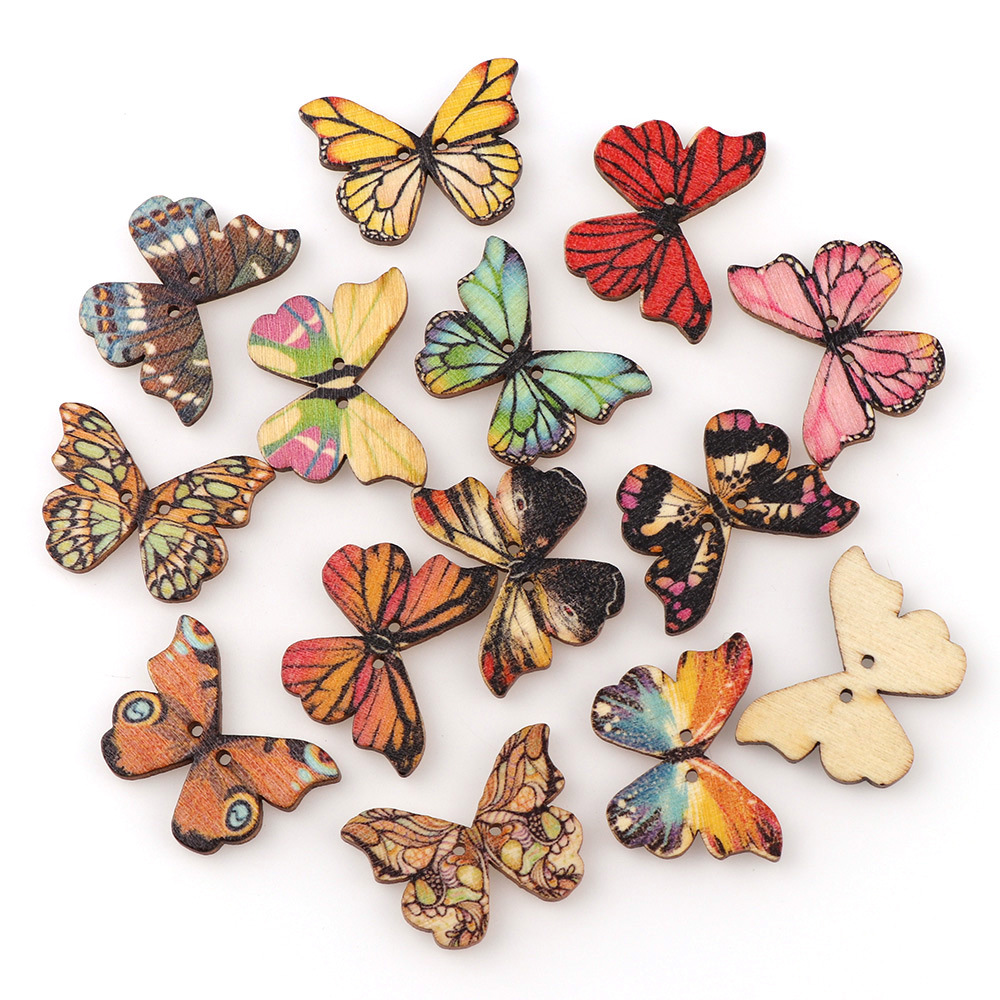 Embellishments For Scrapbooking - 50 boutons papillon en bois de