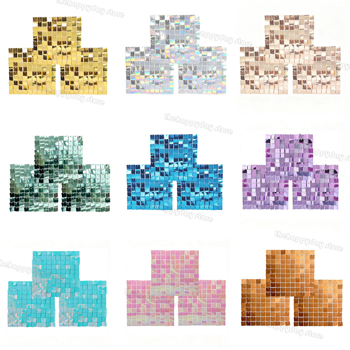 Sequin Fabric Panel - Lot de 3 panneaux muraux scintillants