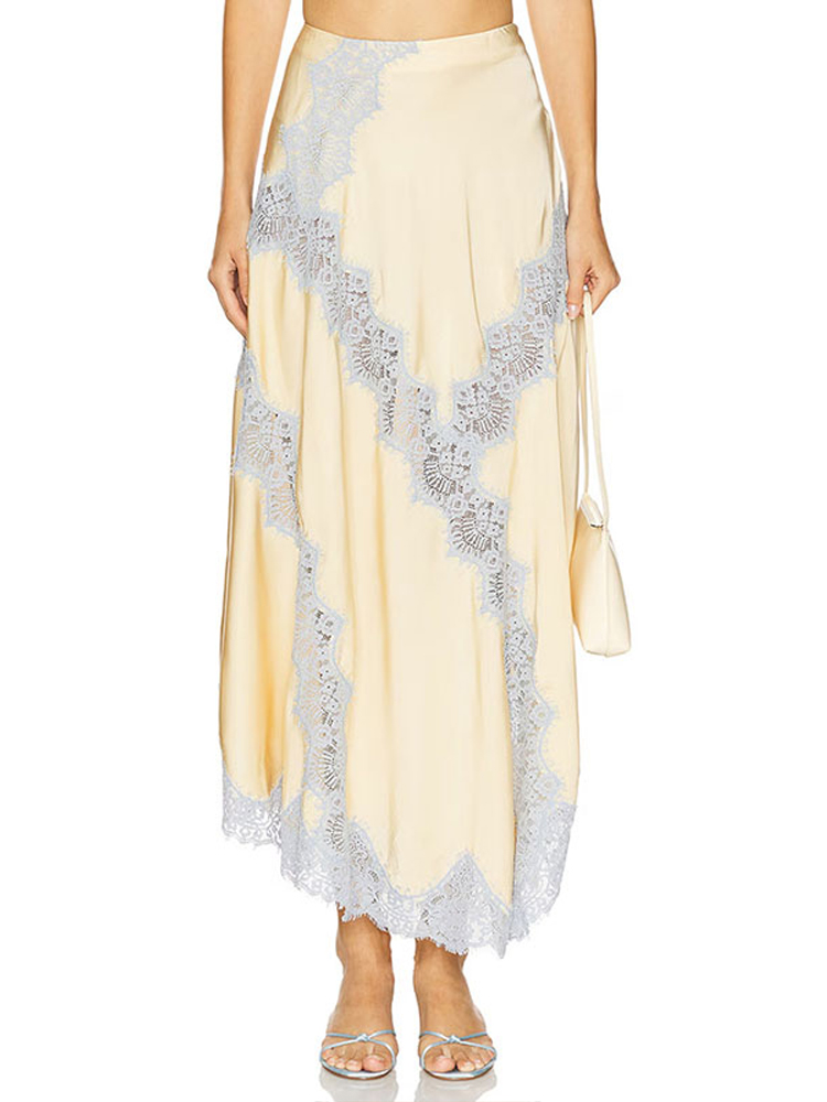 Elastic Lace Trim - Ensemble deux pièces en satin crème