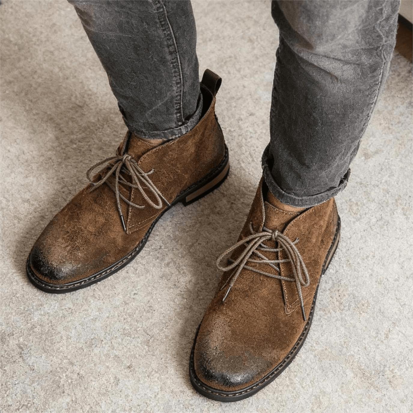 Guipure Lace Panel - Bottines en cuir rétro confortables, style
