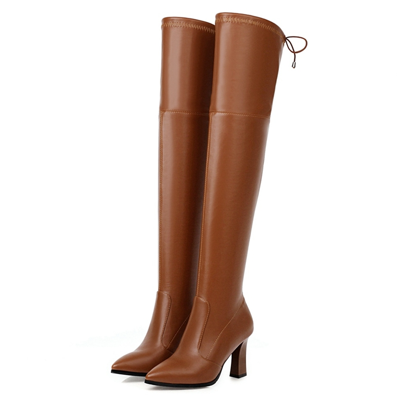 Guipure Lace Panel - Cuissardes élastiques longues pour femmes, chaussures