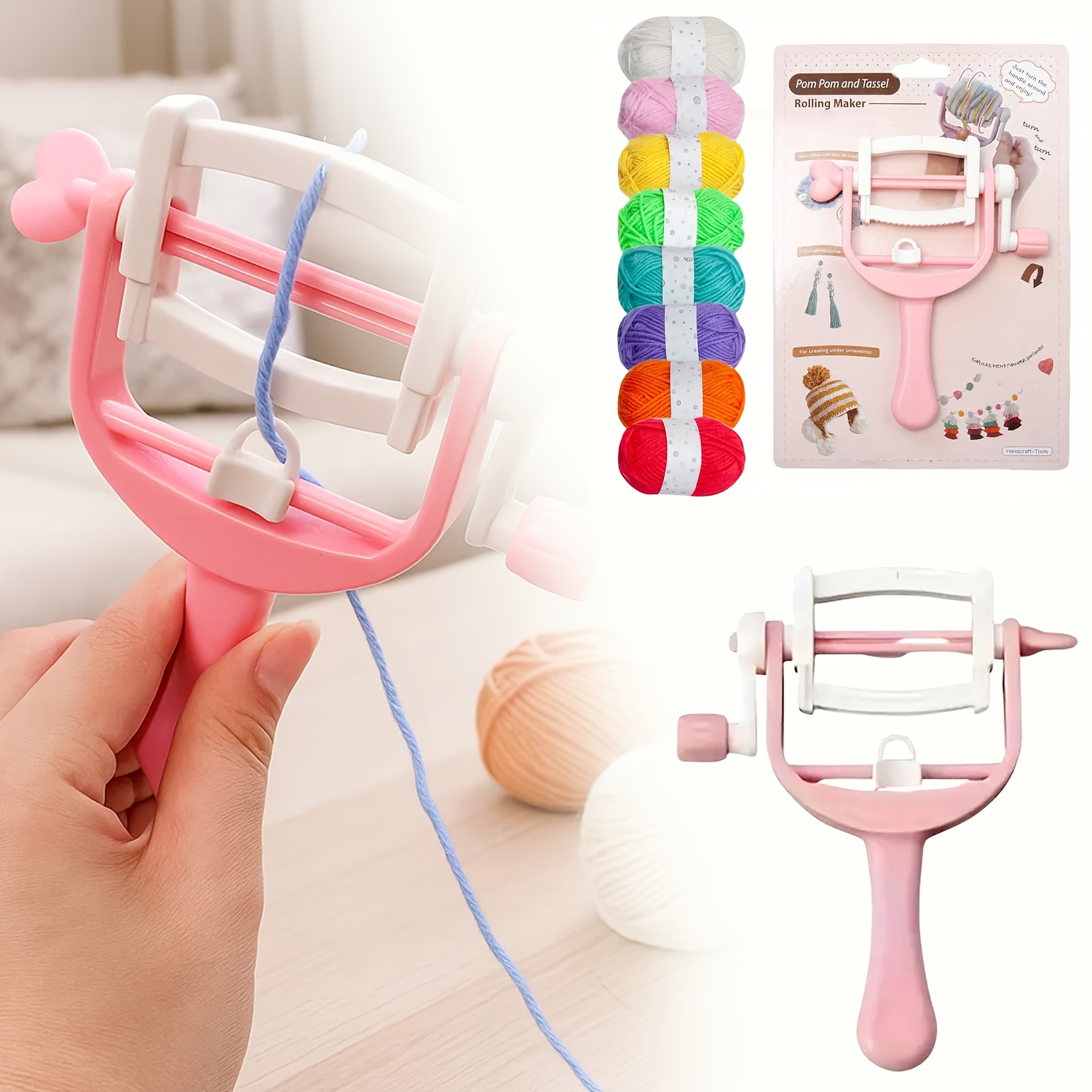 Pom Pom Maker Tool - Bobine d'enroulement à manivelle boule de