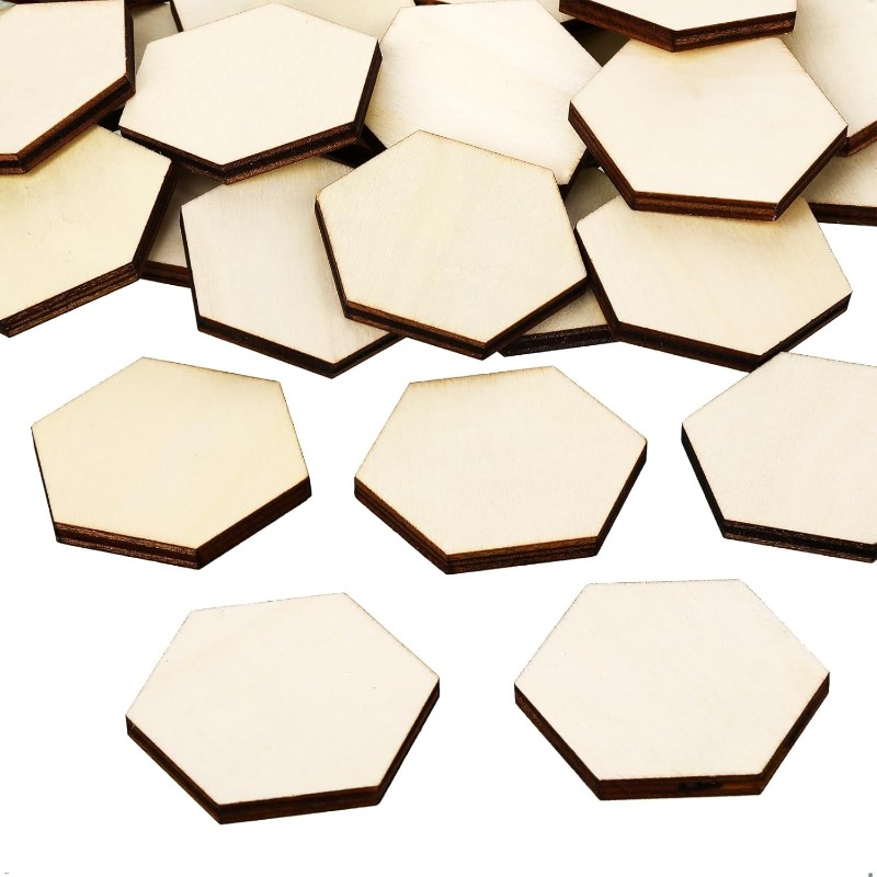 Craft Embellishment - Pièces hexagonales en bois inachevé de