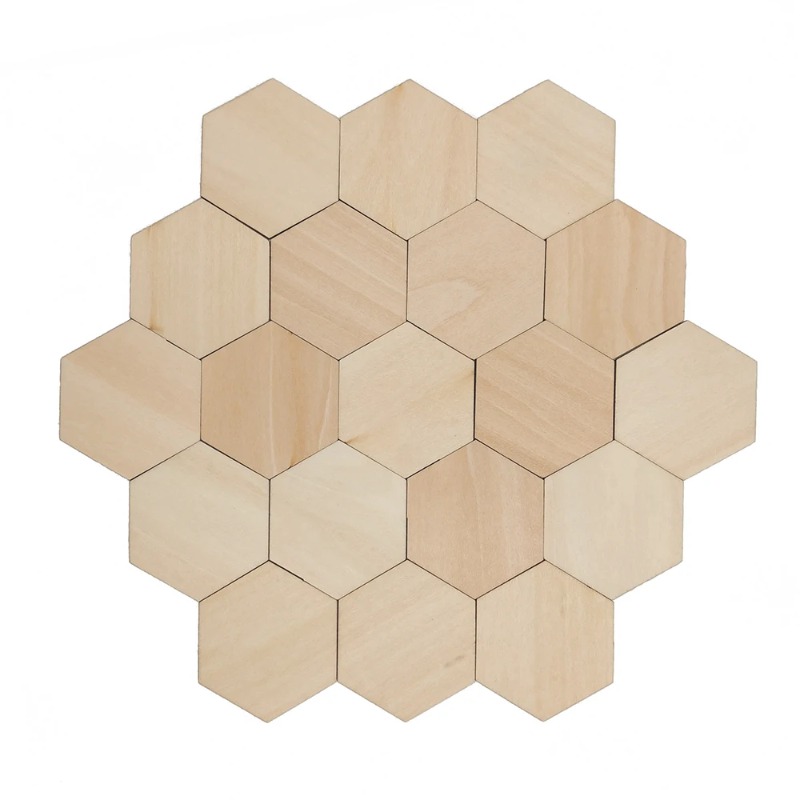 Craft Embellishment - Tranches vierges hexagonales en bois 10-120mm,