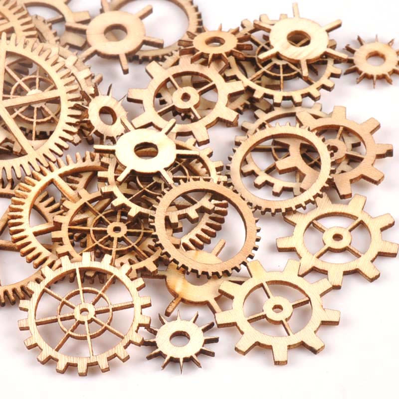 Embellishments For Scrapbooking - Roue dentée artisanale en bois non