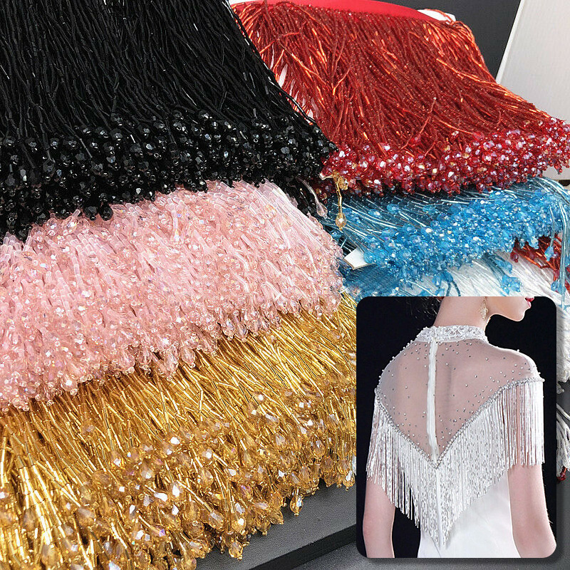 Pampilles en cristal pour la c - Beaded Trim Fringe avis et prix