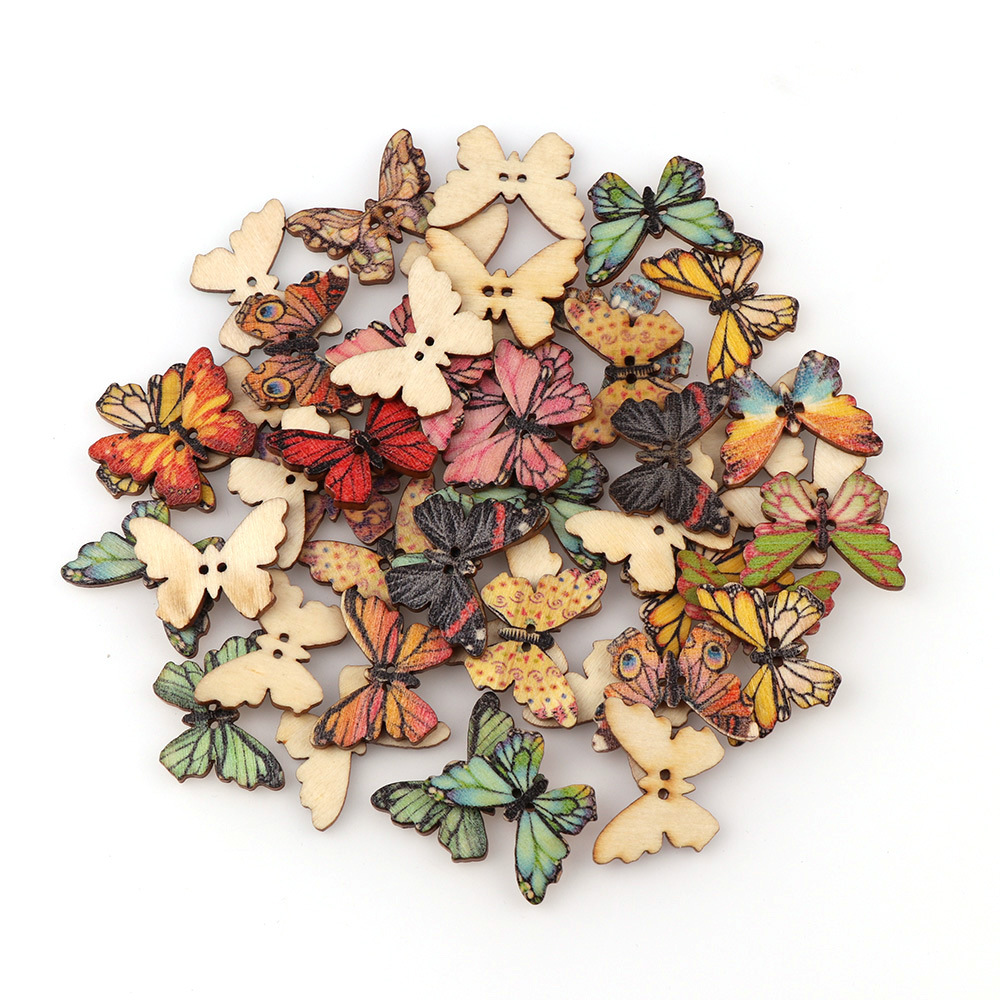50 boutons papillon en bois de - Embellishments For Scrapbooking avis et prix
