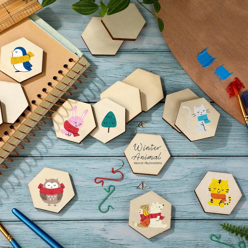 Pièces hexagonales en bois ina - Craft Embellishment avis et prix