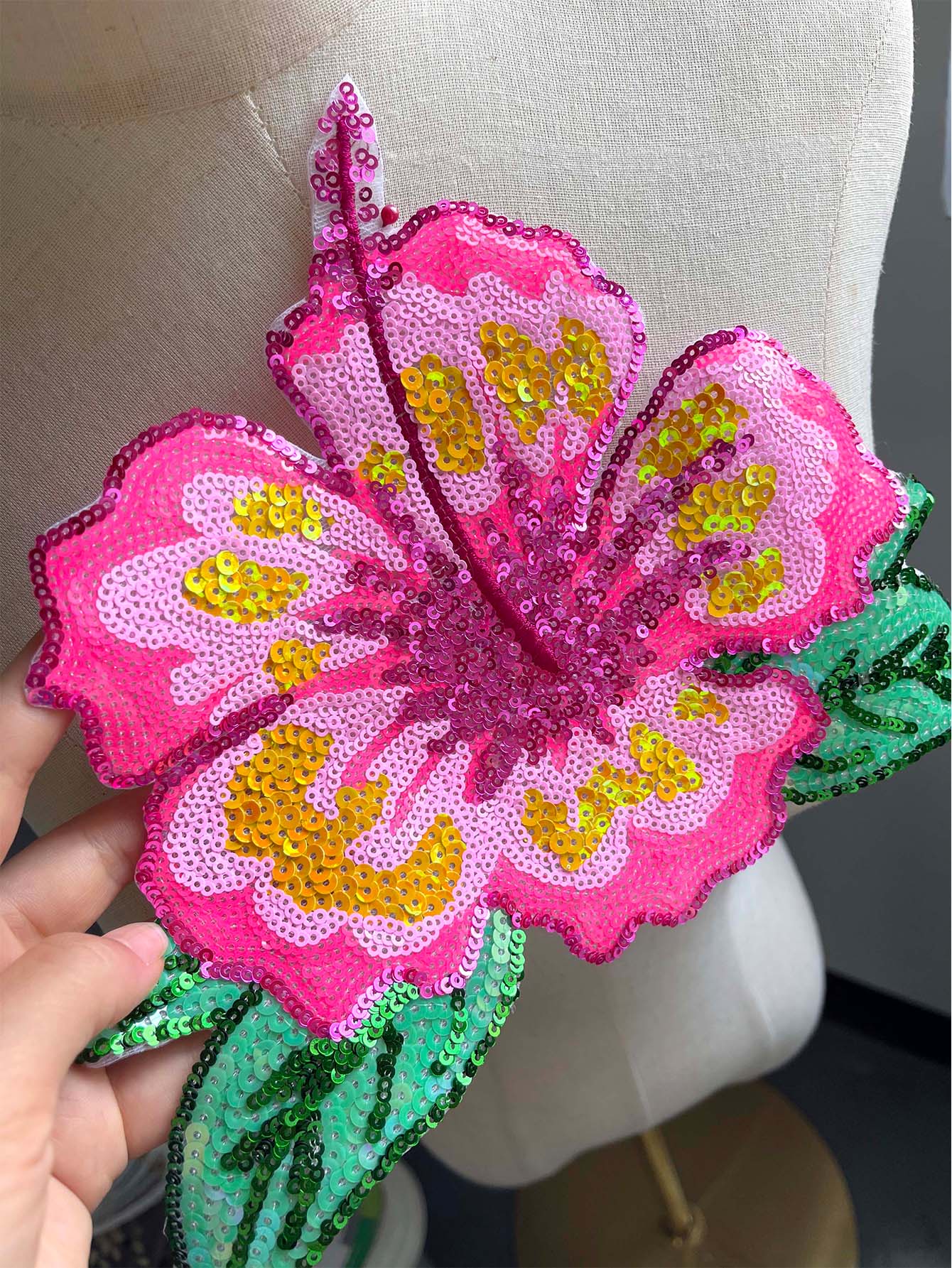 Paillettes roses brillantes de - Applique Patch Flower avis et prix