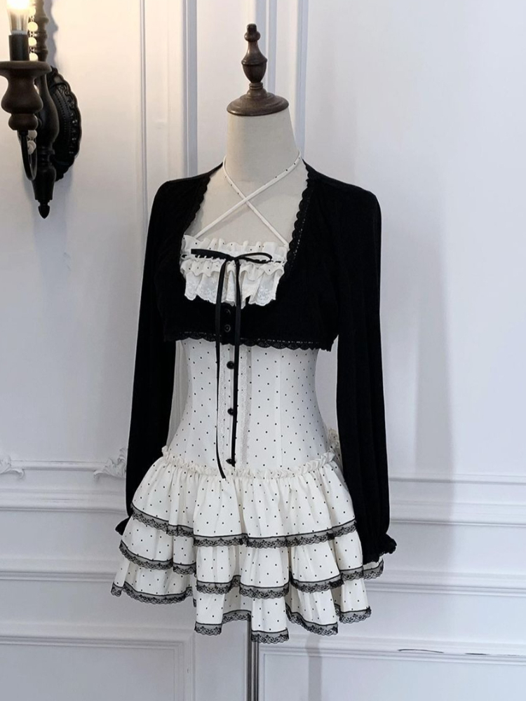 Ensemble Robe Camisole Col Car - Elastic Lace Trim avis et prix