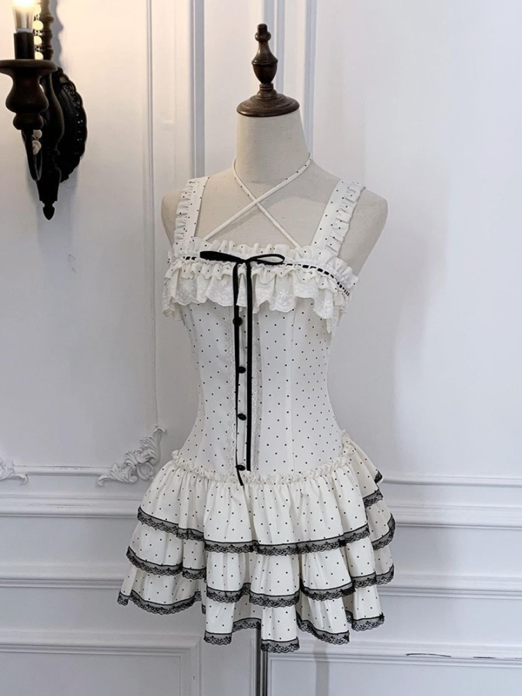 Ensemble Robe Camisole Col Car - Elastic Lace Trim avis et prix