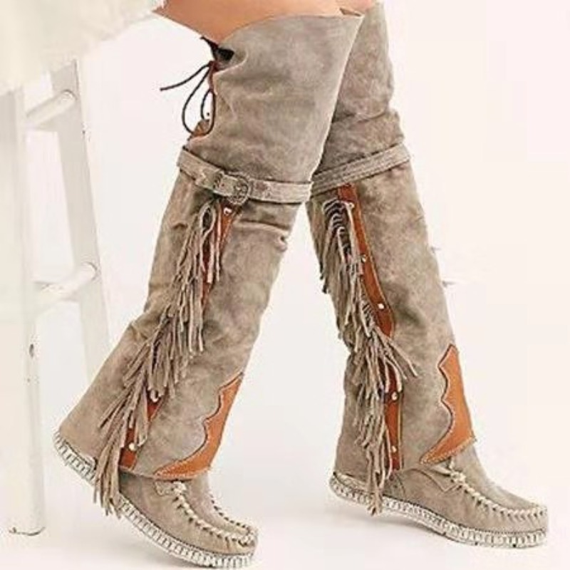 Nouvelles Bottes Femme 2026 à  - Tassel Fringe Trim avis et prix